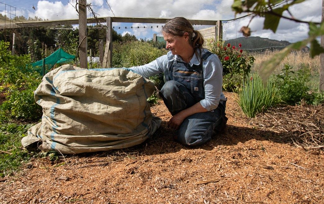 Putting a cover on a newly made compost pile